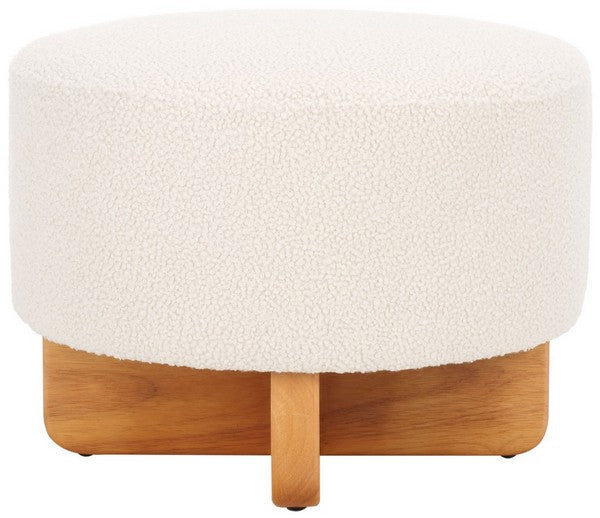 Safavieh Riah Boucle Round Ottoman, OTT4504 - Off White / Natural