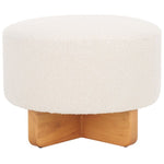 Safavieh Riah Boucle Round Ottoman, OTT4504 - Off White / Natural