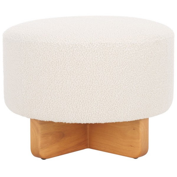 Safavieh Riah Boucle Round Ottoman, OTT4504 - Off White / Natural
