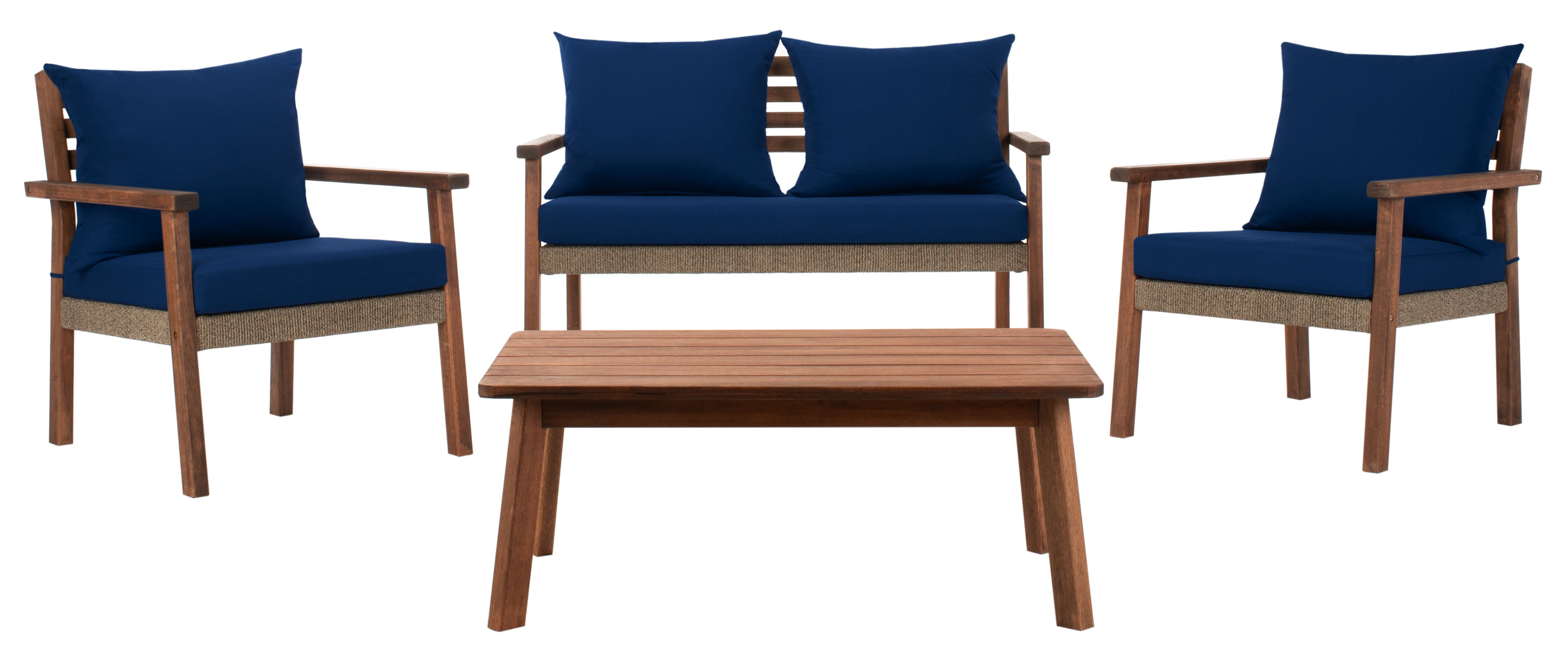 Safavieh Reid 4 Pc Living Set, PAT7051 - Natural / Navy