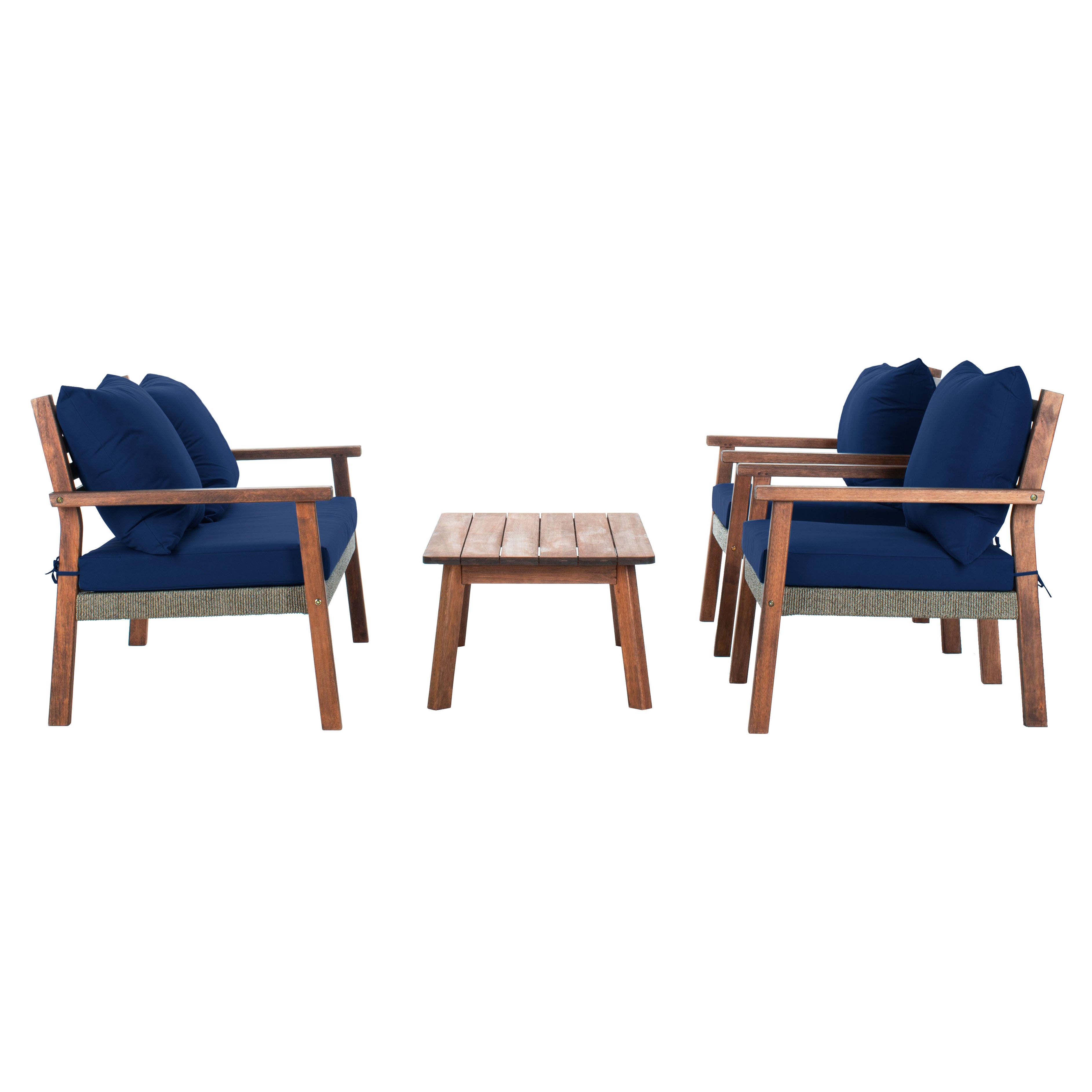 Safavieh Reid 4 Pc Living Set, PAT7051 - Natural / Navy