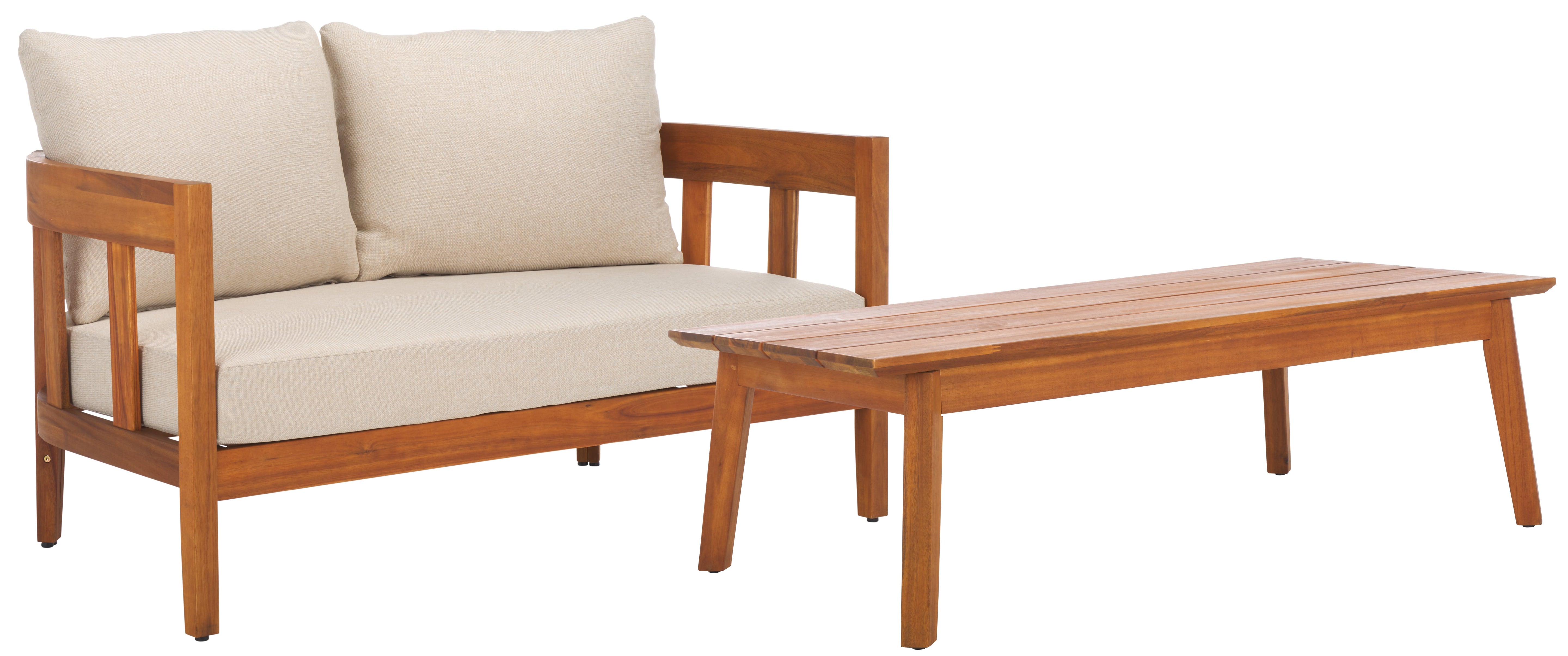 Safavieh Owen Bench + Table, PAT7086 - Natural / Taupe