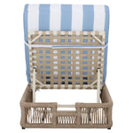HEATHER TAN / BABY BLUE STRIPE
