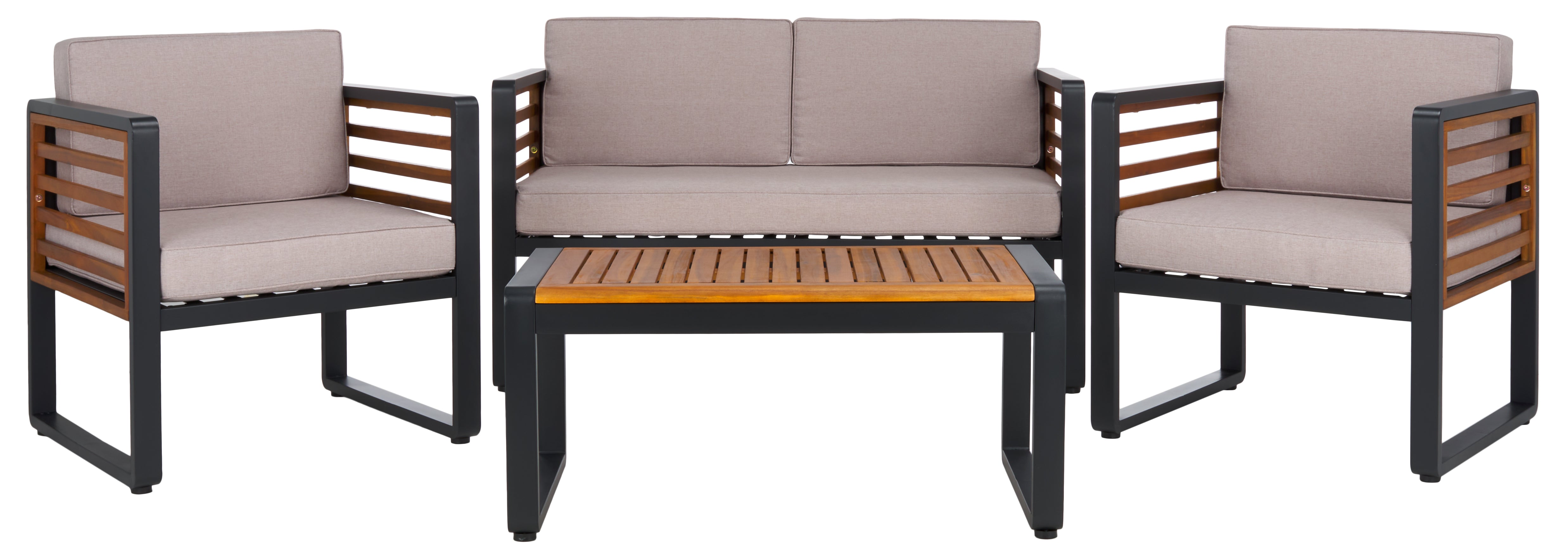 Safavieh Vesta 4 Pc Living Set, PAT7737 - Black / Light Grey