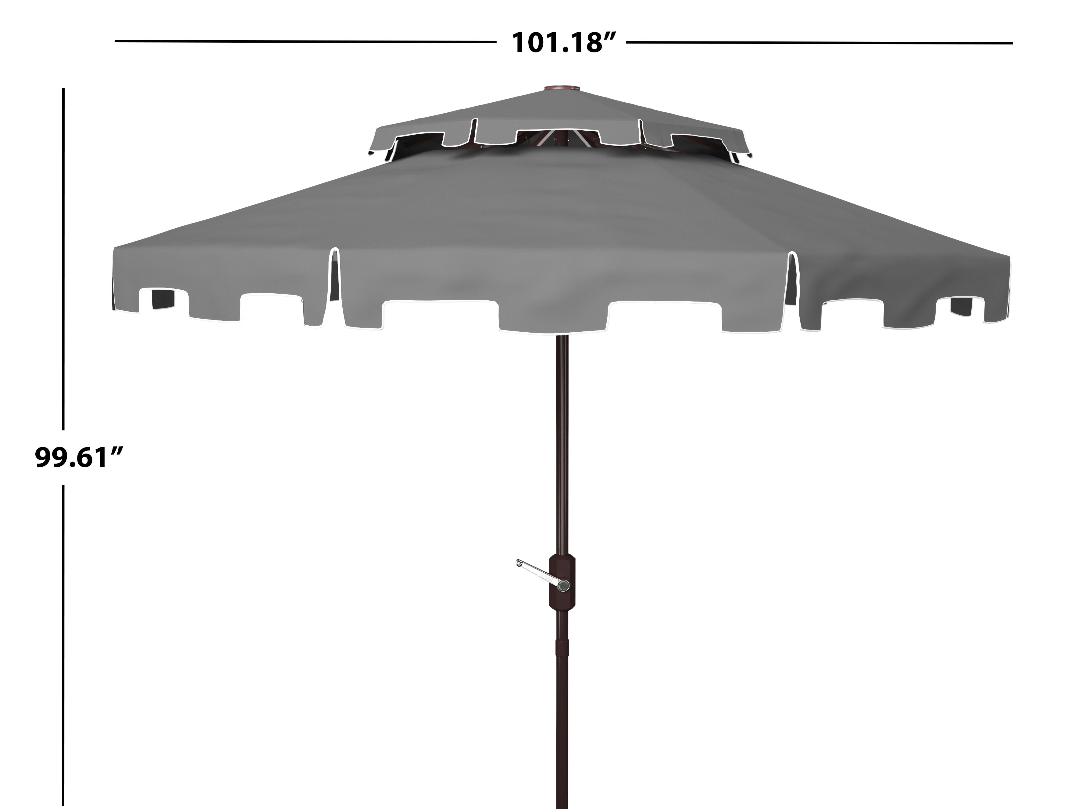 Safavieh Zimmerman 9ft Double Top Market Umbrella , PAT8200 - Grey/White Trim