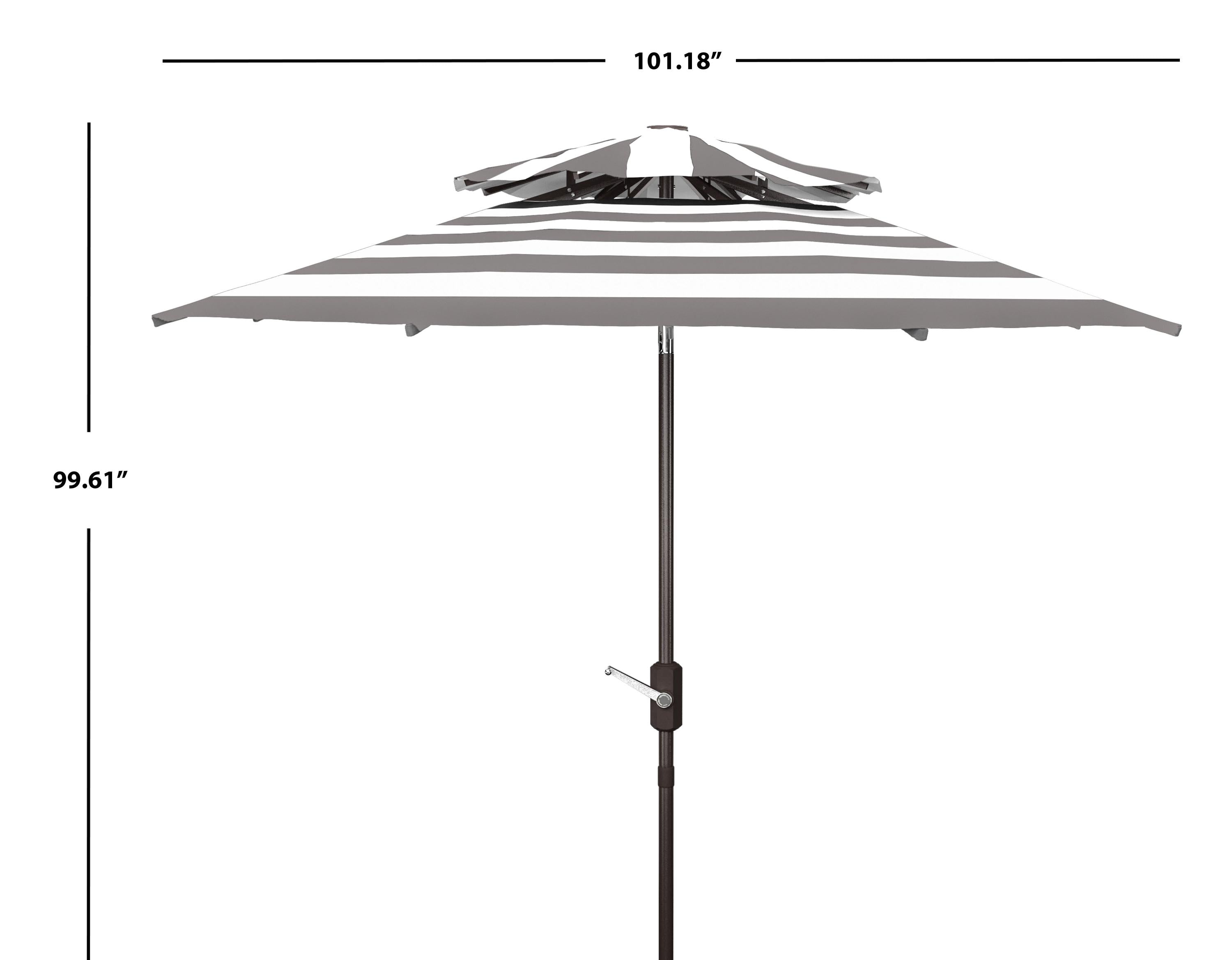 Safavieh Iris Fashion Line 9Ft Double Top Umbrella , PAT8204 - Grey/White