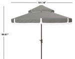 Safavieh Milan Fringe 9Ft Double Top Crank Umbrella , PAT8208 - Grey