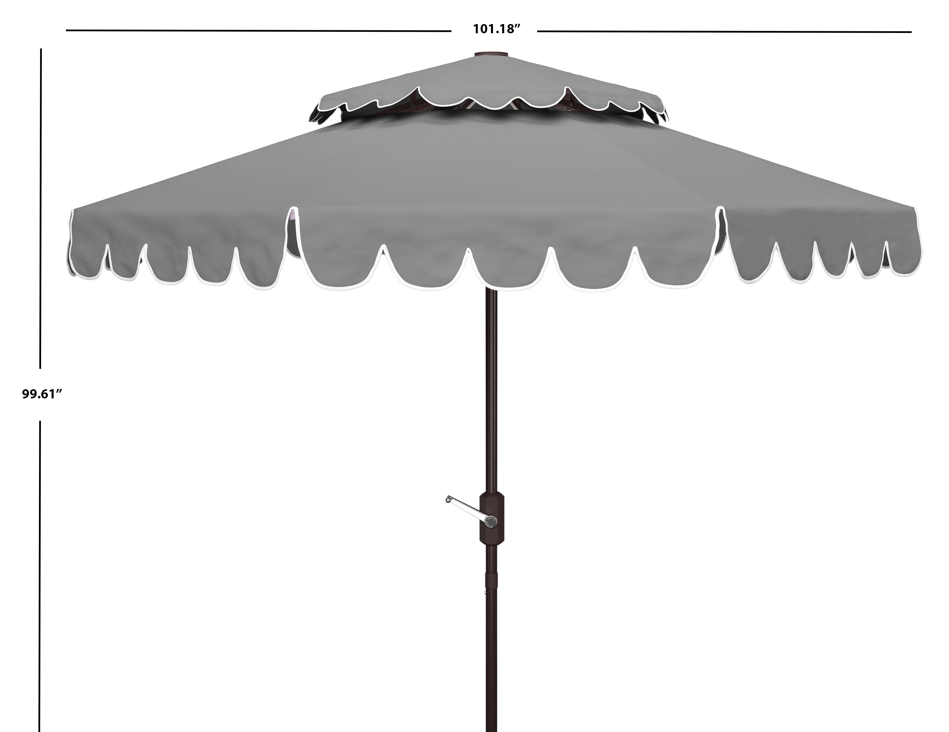 Safavieh Venice 9Ft Rnd Double Top Crank Umbrella , PAT8210 - Grey