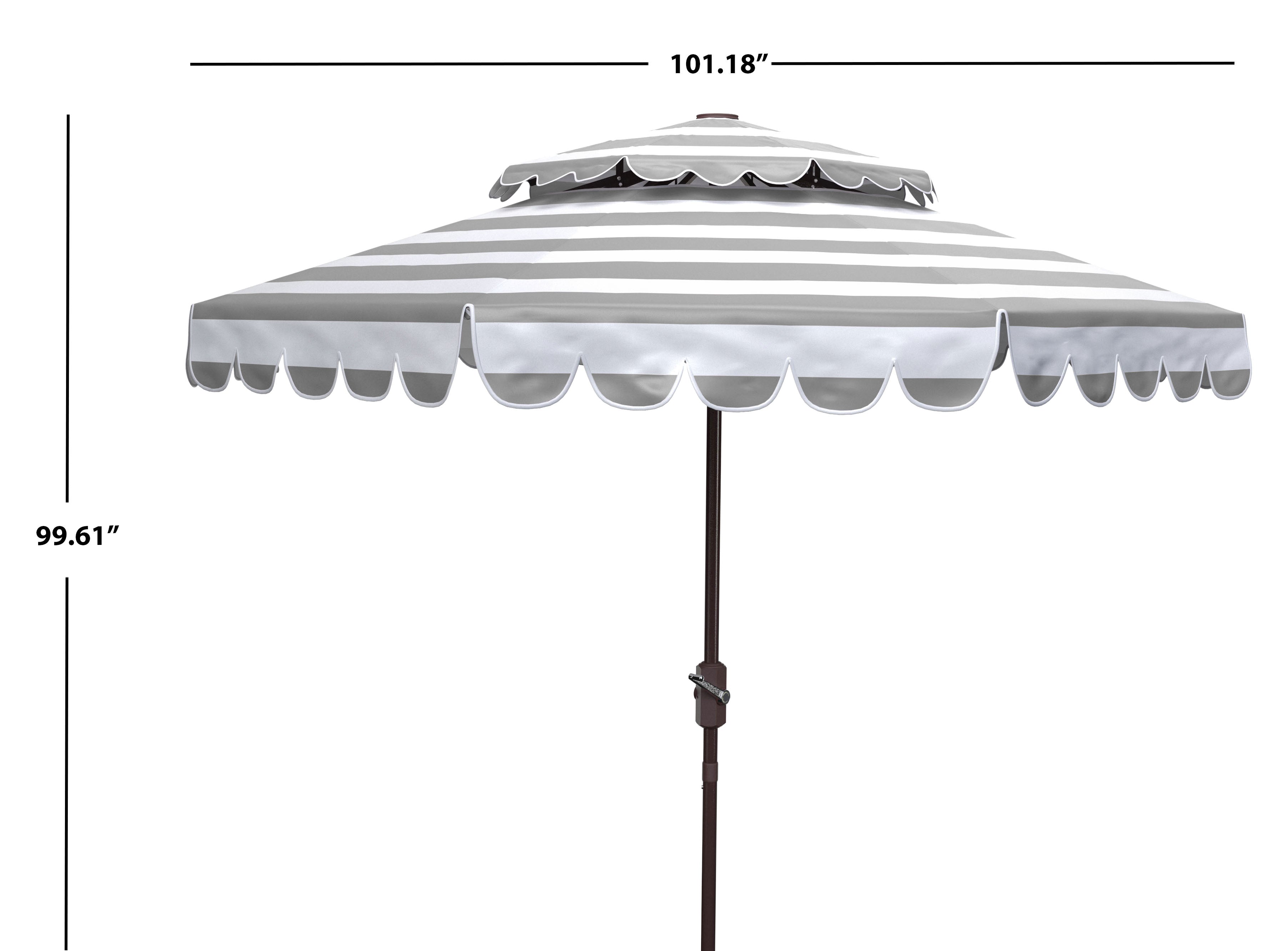 Safavieh Vienna 9Ft Rnd Double Top Crank Umbrella , PAT8211 - Grey/White