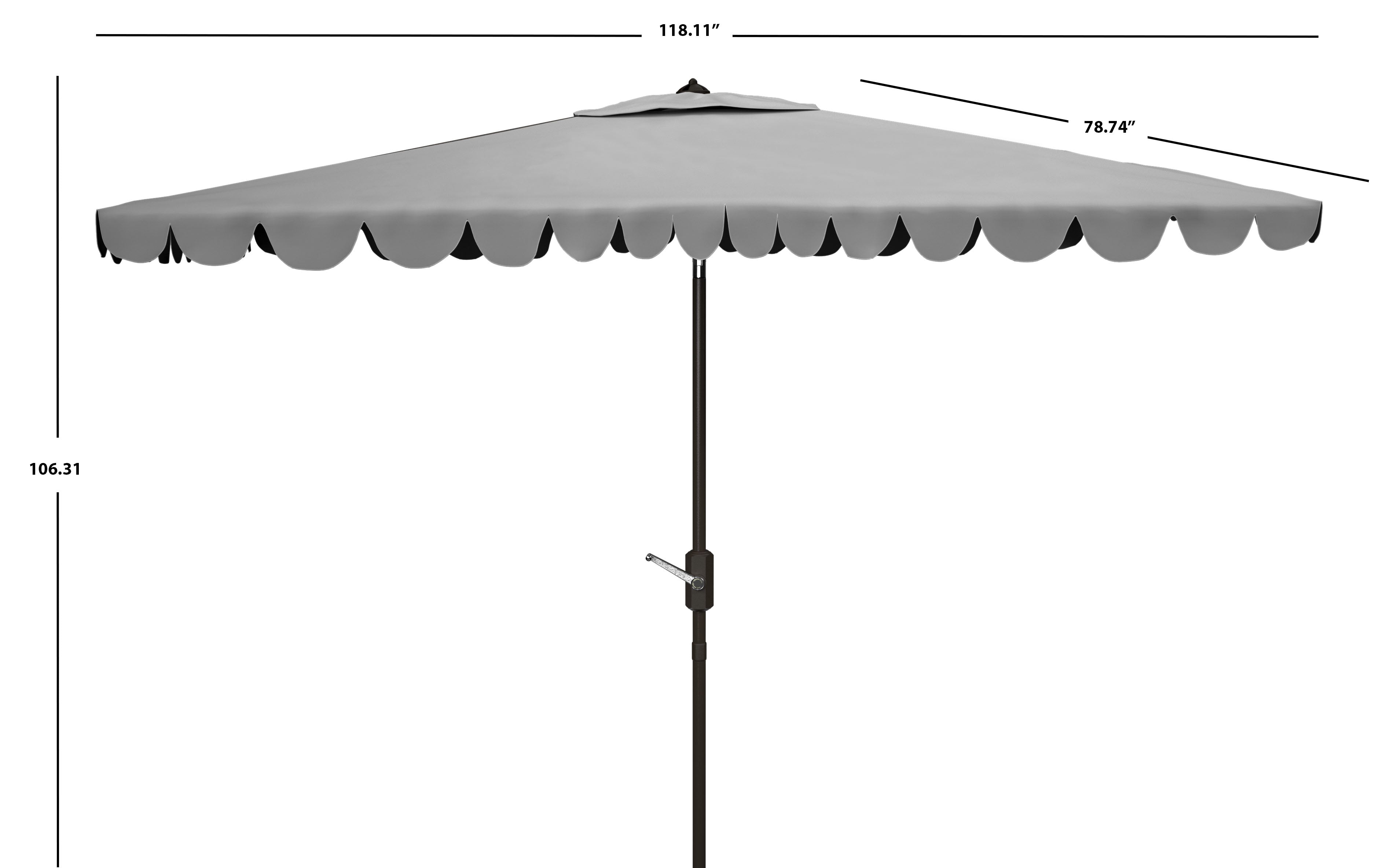 Safavieh Venice 6.5 X 10 Ft Rect Crank Umbrella , PAT8310 - Grey