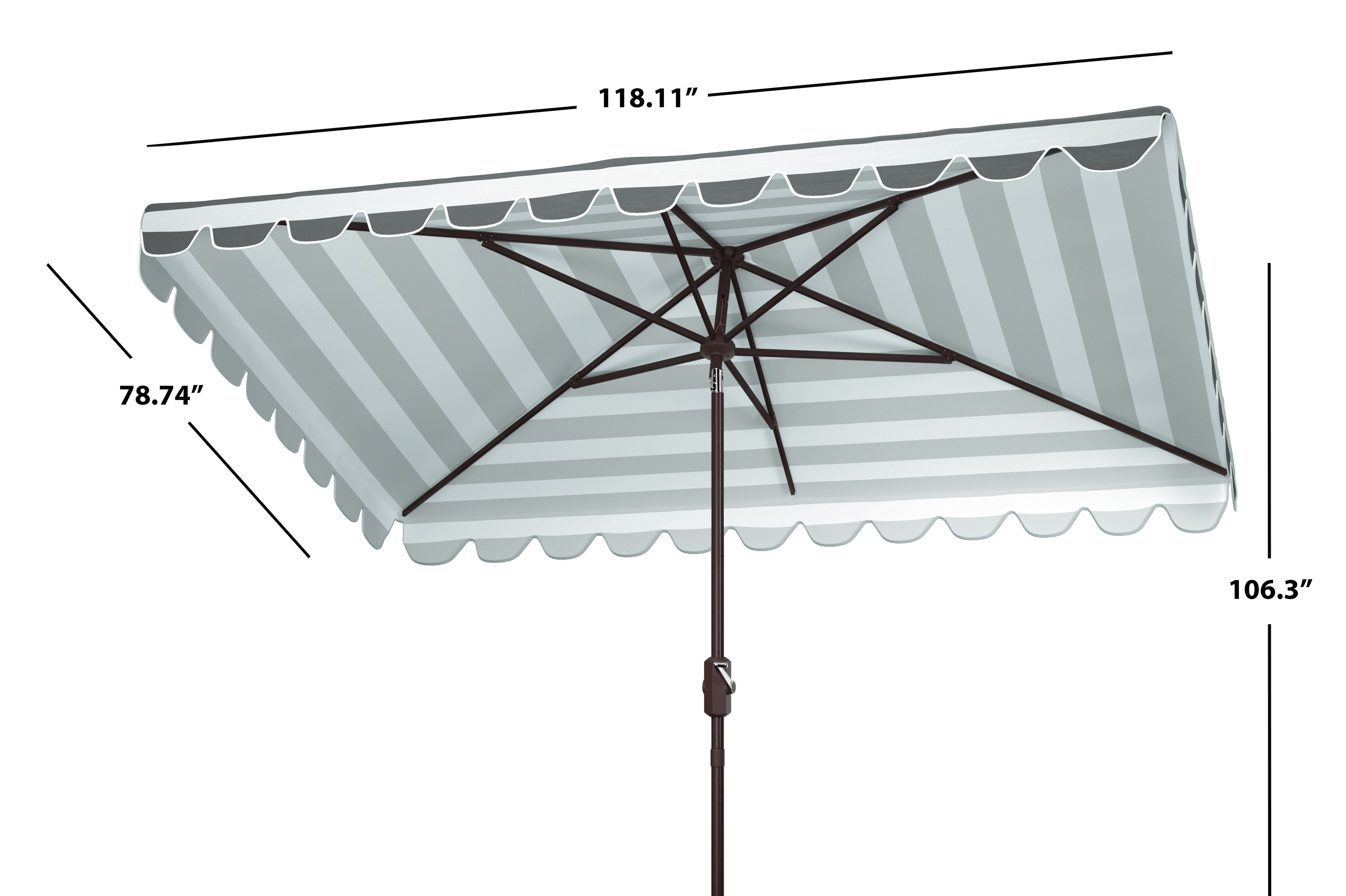 Safavieh Vienna 6.5 X 10 Ft Rect Crank Umbrella , PAT8311 - Grey/White