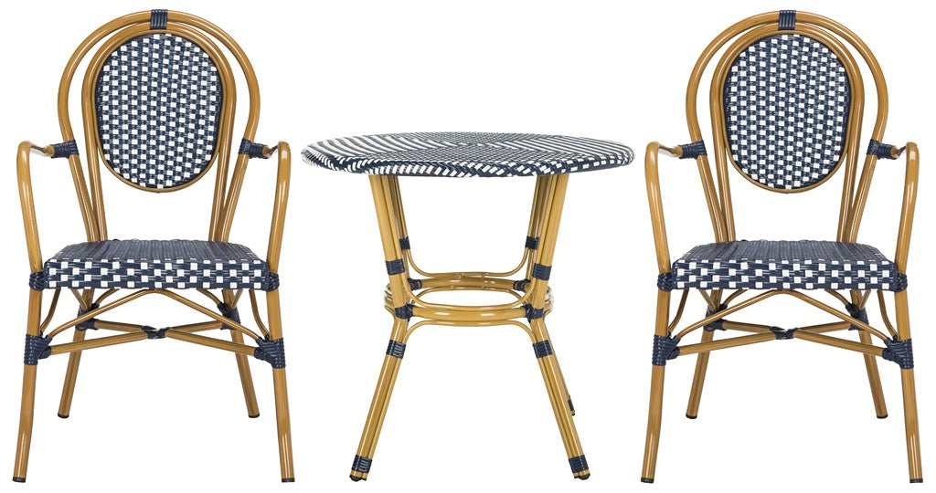 Safavieh Rosen 3 Piece Bistro Set, PAT9502 - Navy / White