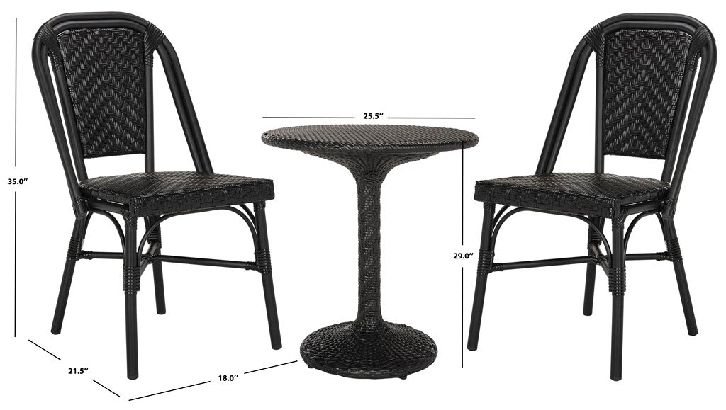Safavieh Daria 3 Piece Bistro Set, PAT9504 - Black