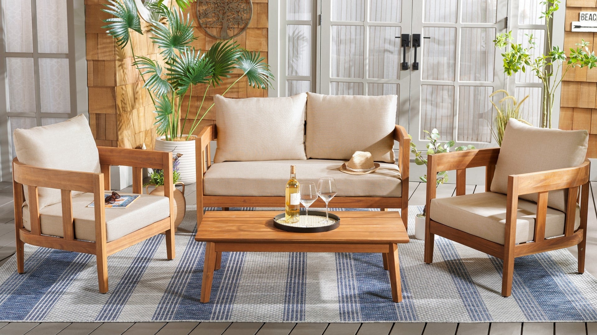 Safavieh Owen 4 Pc Set, PAT9510 - Natural / Taupe