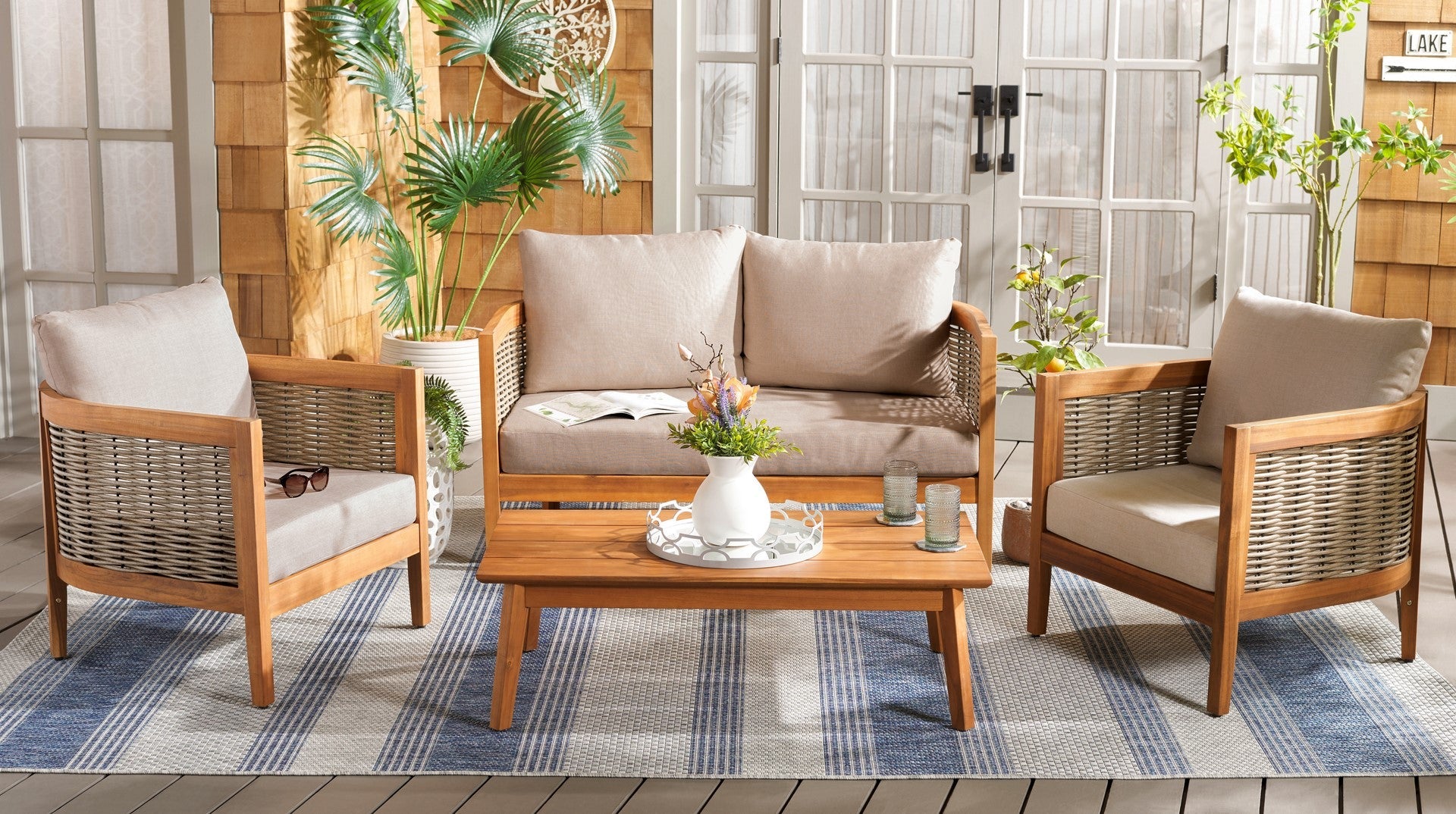 Amanda 4 Pc Set, PAT9512 - Natural / Taupe