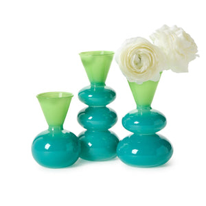 Tozai Home Set of 3 Aqua/Verde Glass Vases - PEH028-S3