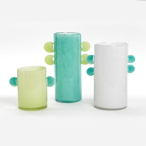Two's Company Colored Art Glass Vase with Colored Accents