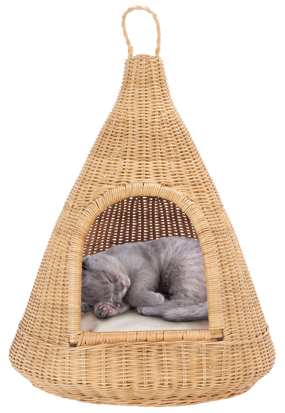 Safavieh Tifa Cat Bed W/ Cushion , PET6501 - Natural Honey / White