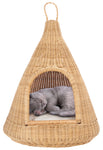 Safavieh Tifa Cat Bed W/ Cushion , PET6501 - Natural Honey / White