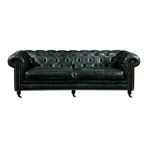 Moe's Home Collection - Birmingham Sofa Onyx Black Leather - PK-1007-02