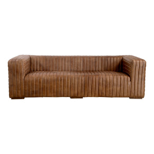 Moe's Home Collection - Castle Sofa Open Road Brown Leather - PK-1009-14