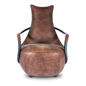 Moe's Home Collection - Carlisle Club Chair Grazed Brown Leather - PK-1026-03
