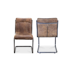 Moe's Home Collection - Ansel Dining Chair Grazed Brown Leather-Set Of Two - PK-1043-03