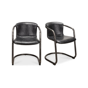 Moe's Home Collection - Freeman Dining Chair Onyx Black Leather -Set Of Two - PK-1059-02