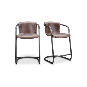 Moe's Home Collection - Freeman Counter Stool Grazed Brown Leather-Set Of Two - PK-1061-03