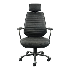 Moe's Home Collection - Executive Swivel Office Chair Onyx Black Leather - PK-1081-02