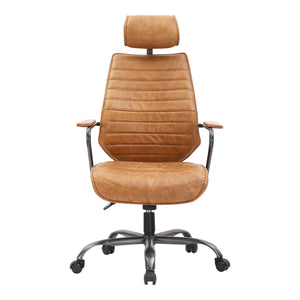Moe's Home Collection - Executive Swivel Office Chair Cigare Tan Leather - PK-1081-23