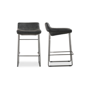 Moe's Home Collection - Starlet Counter Stool Onyx Black Leather -Set Of Two - PK-1106-02