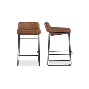 Moe's Home Collection - Starlet Counter Stool Open Road Brown Leather-Set Of Two - PK-1106-14