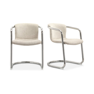 Moe's Home Collection - Freeman Chrome Frame Dining Chair Blended Cream-Set Of Two - PK-1114-37