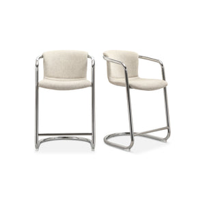 Moe's Home Collection - Freeman Chrome Frame Counter Stool Blended Cream-Set Of Two - PK-1115-37