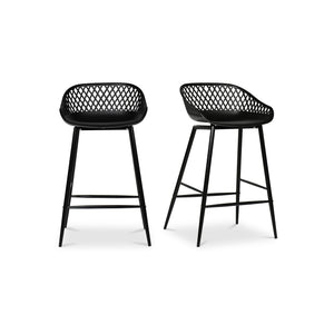 Moe's Home Collection - Piazza Outdoor Counter Stool Black-Set Of Two - QX-1009-02