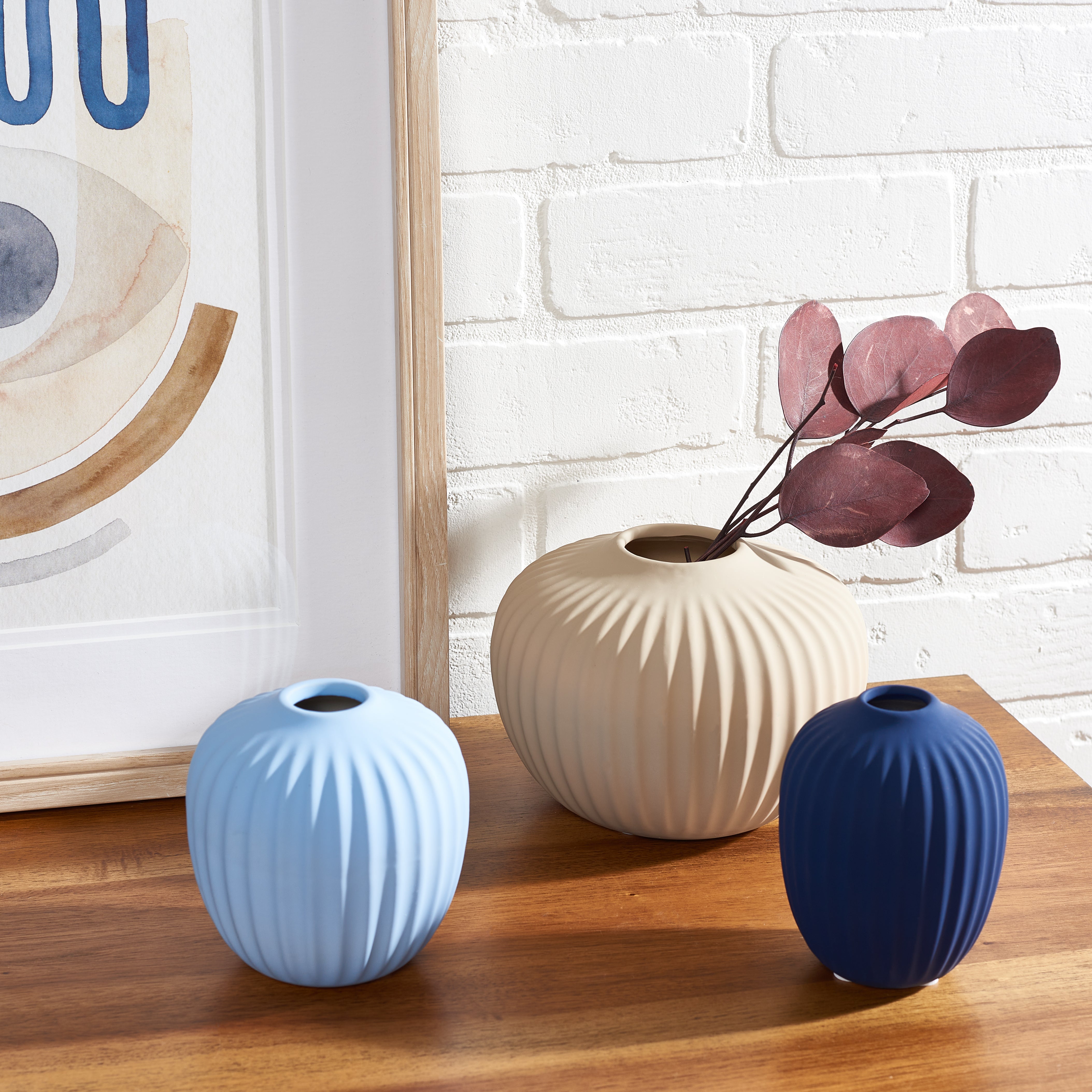 Safavieh Jacie Ceramic Vase (Set of 3), RDC4000 - Light Blue / Navy / Beige