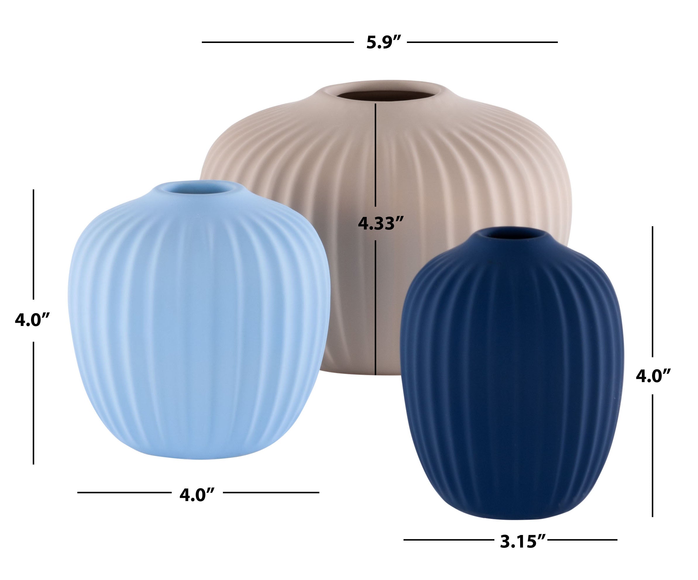 Safavieh Jacie Ceramic Vase (Set of 3), RDC4000 - Light Blue / Navy / Beige