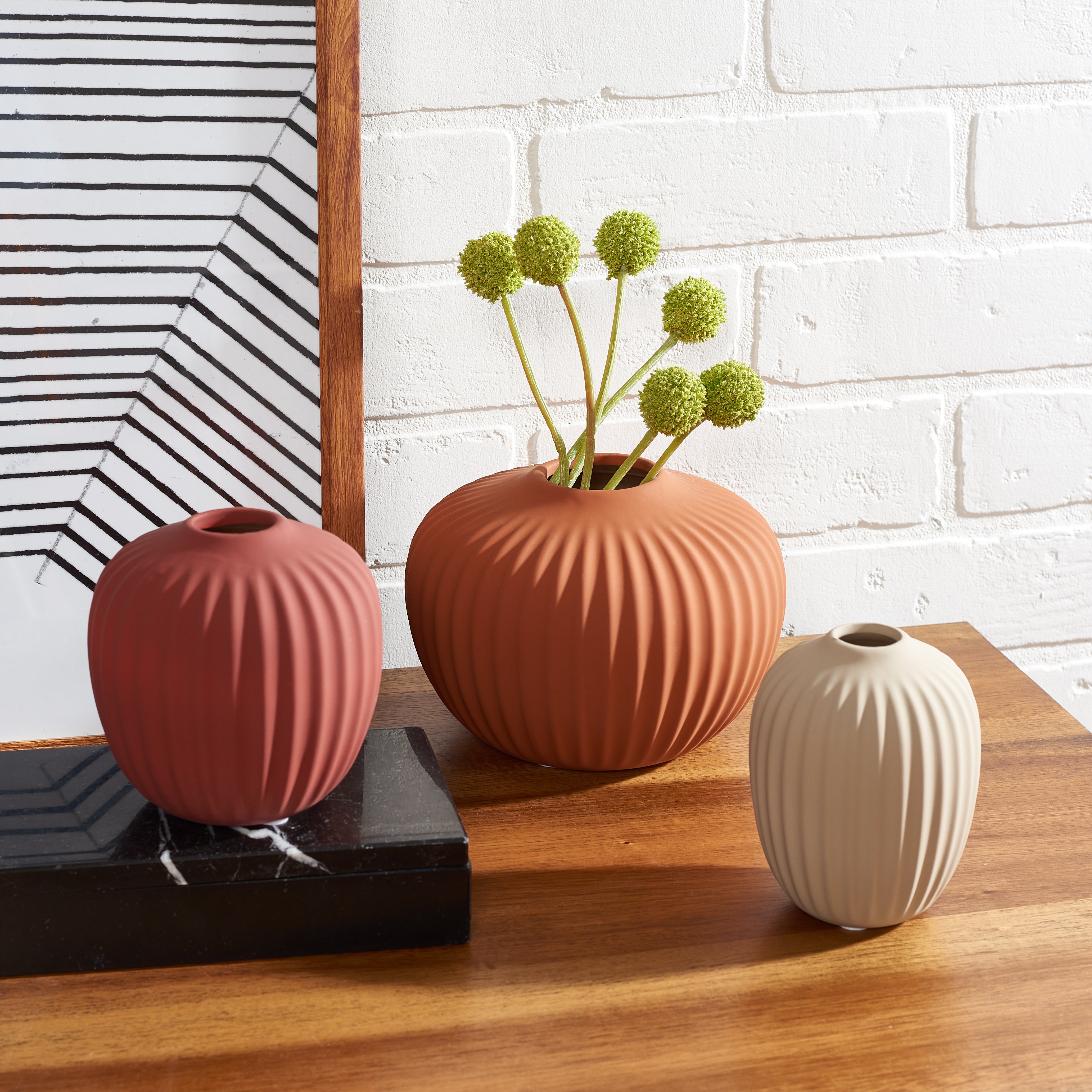 Safavieh Jacie Ceramic Vase (Set of 3), RDC4000 - Orange / Grey / Dark Orange