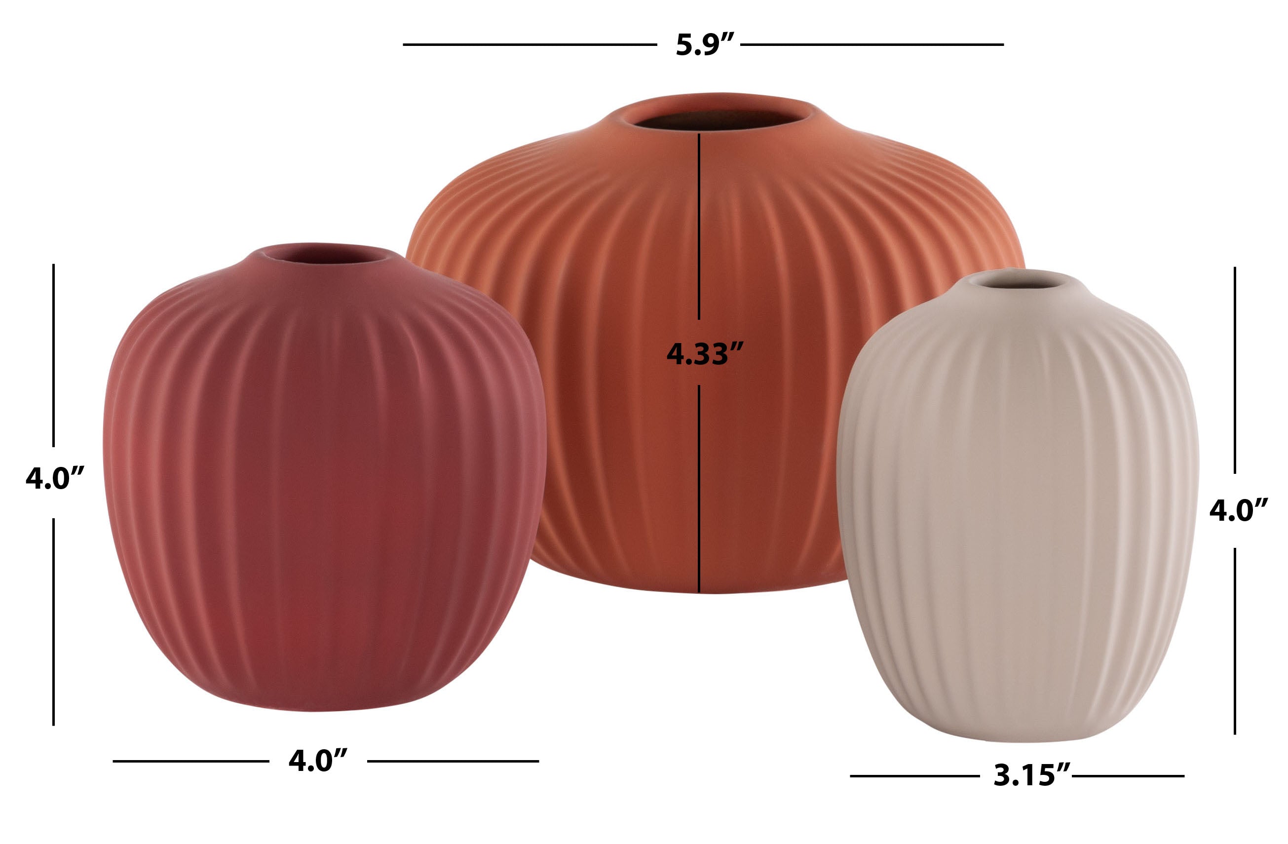 Safavieh Jacie Ceramic Vase (Set of 3), RDC4000 - Orange / Grey / Dark Orange