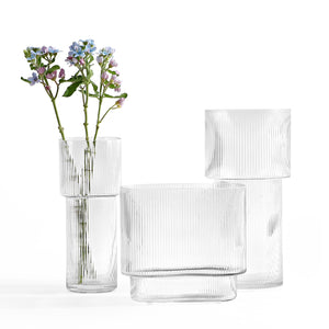 Safavieh Ceva Fluted Glass Vase Set Of  3, RDC4036