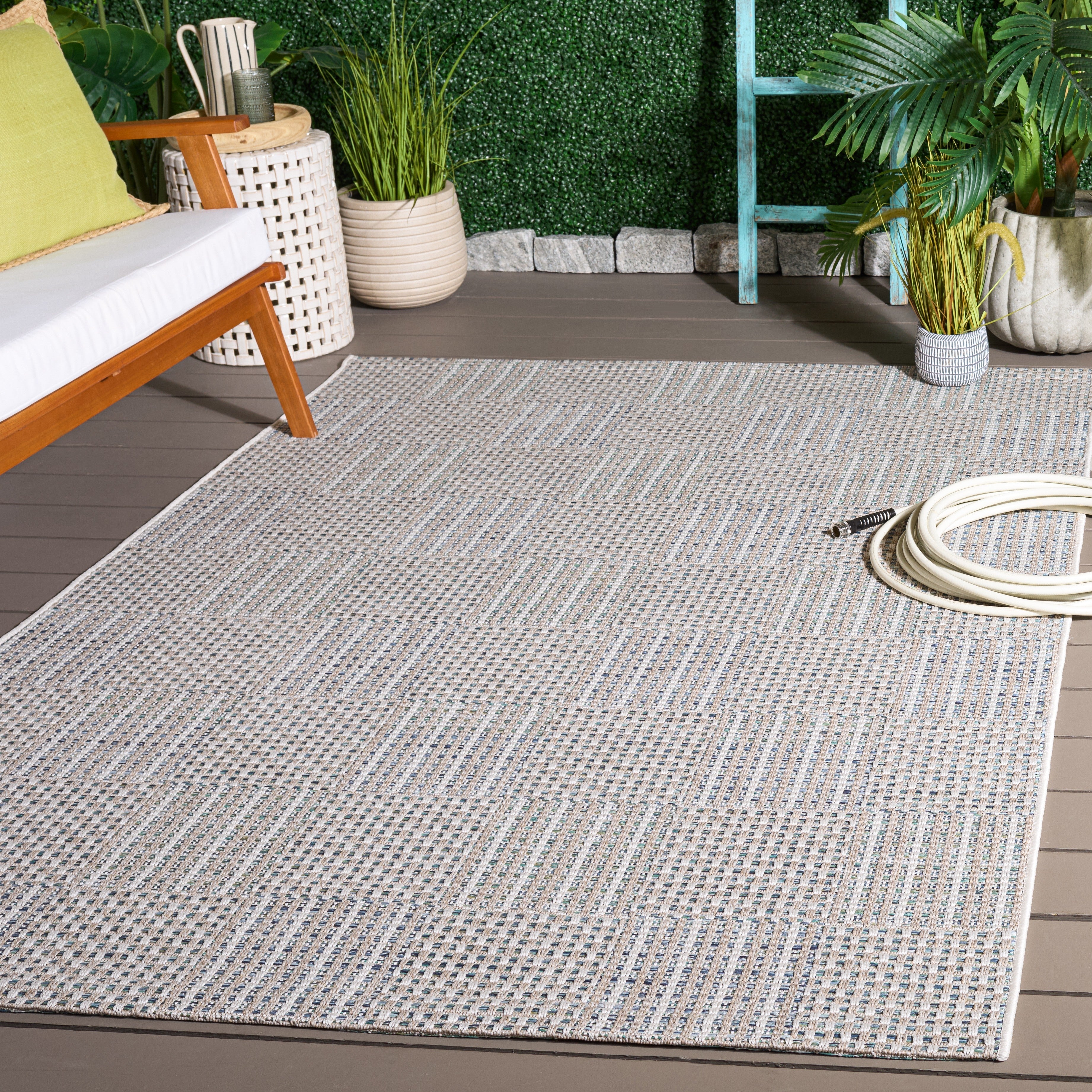 SISAL ALL-WEATHER 648 AQUA / BEIGE IVORY