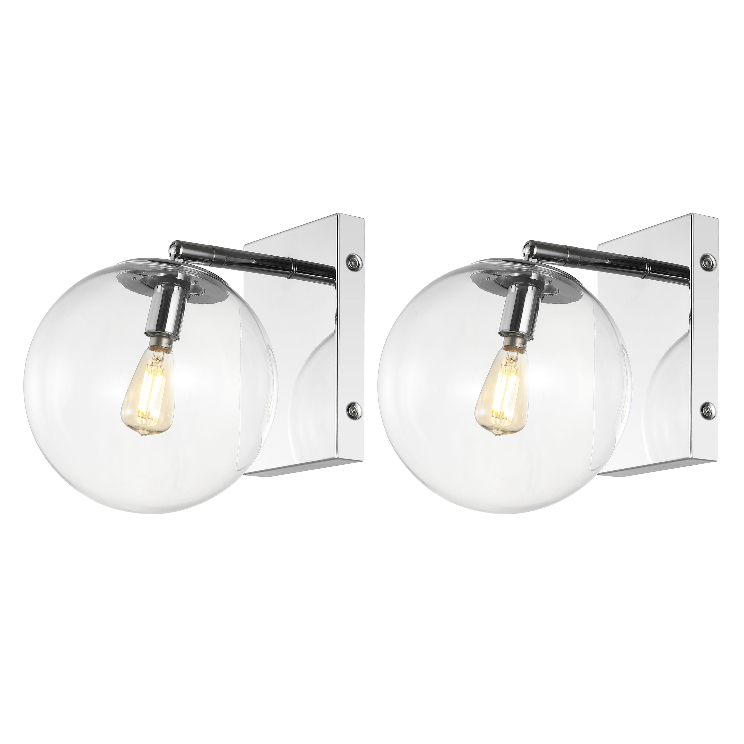 Safavieh Seoul, 8.5 Inch, Wall Sconce (Set of 2), SCN4124 - Chrome