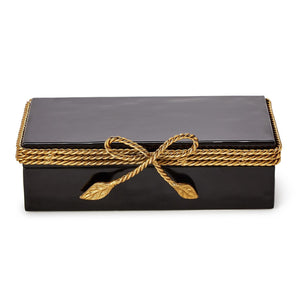 Two's Company Golden Bow Enamel Covered Box