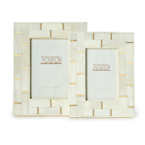 Two's Company S/2 Vendome Photo Frame with Brass Lines