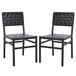 Safavieh Couture Jeremiah Woven Leather Dining Chair (Set of 2), SFV1605