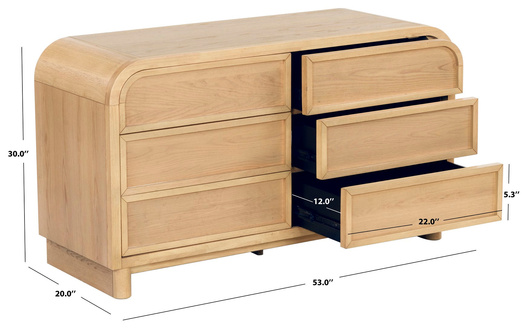 Safavieh Couture Dinah 6 Drawer Wood Dresser, SFV2162 - Natural
