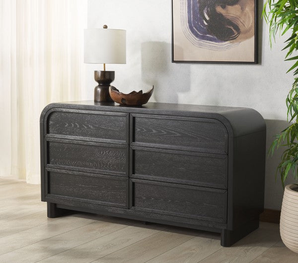 Safavieh Couture Dinah 6 Drawer Wood Dresser, SFV2162 - Black