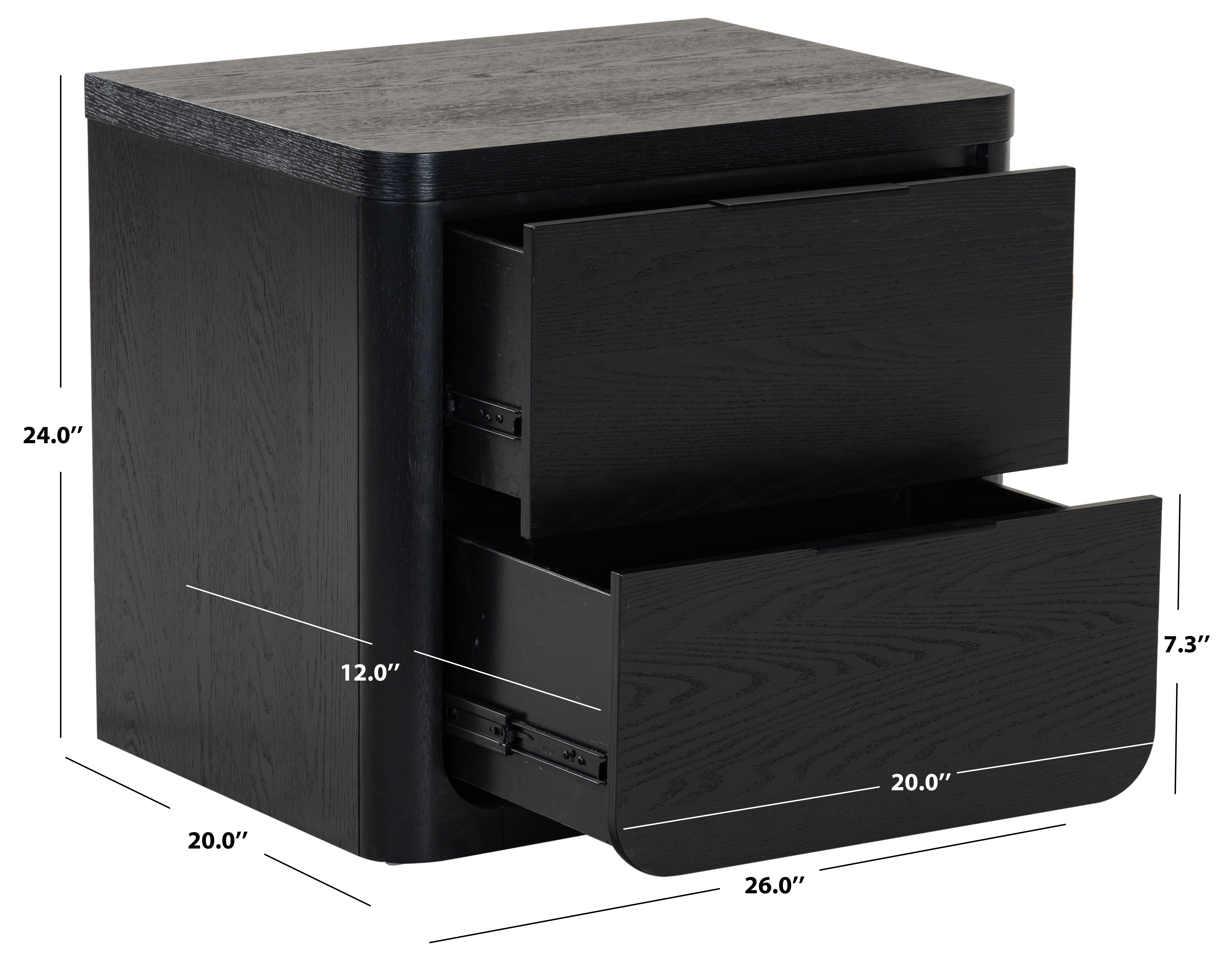 Safavieh Couture Raylie 2 Drawer Wood Nightstand, SFV2164 - Black