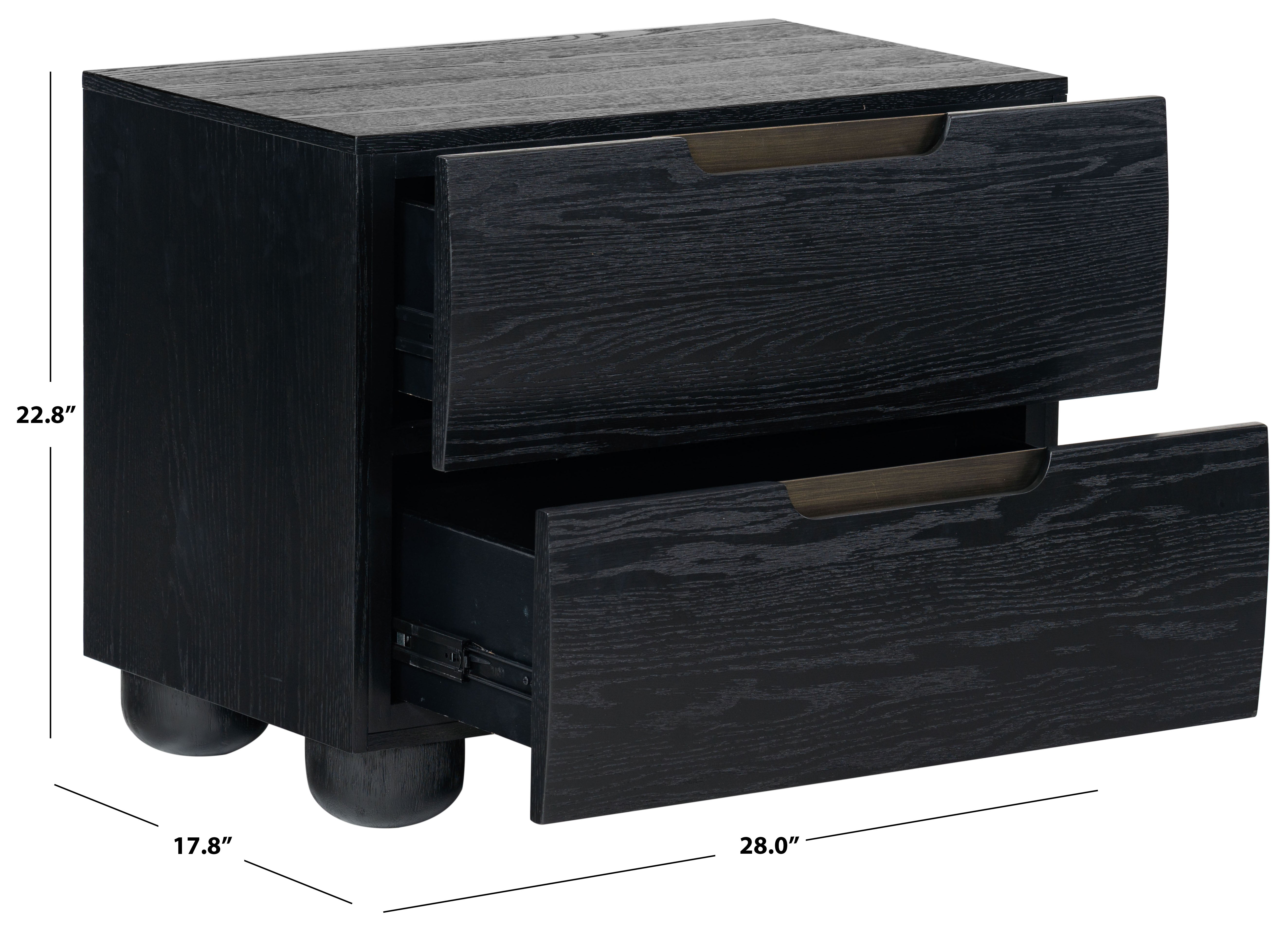 Safavieh Couture Beethoven Wood 2 Drawer Nightstand, SFV2171 - Black